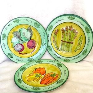 Lillian Vernon Hand Painted Plates Made in Italy Tuscan Vegetables (Set of 3)